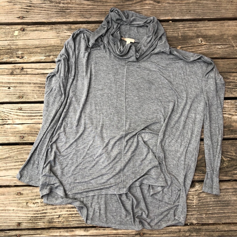 Grey knit funnel neck top